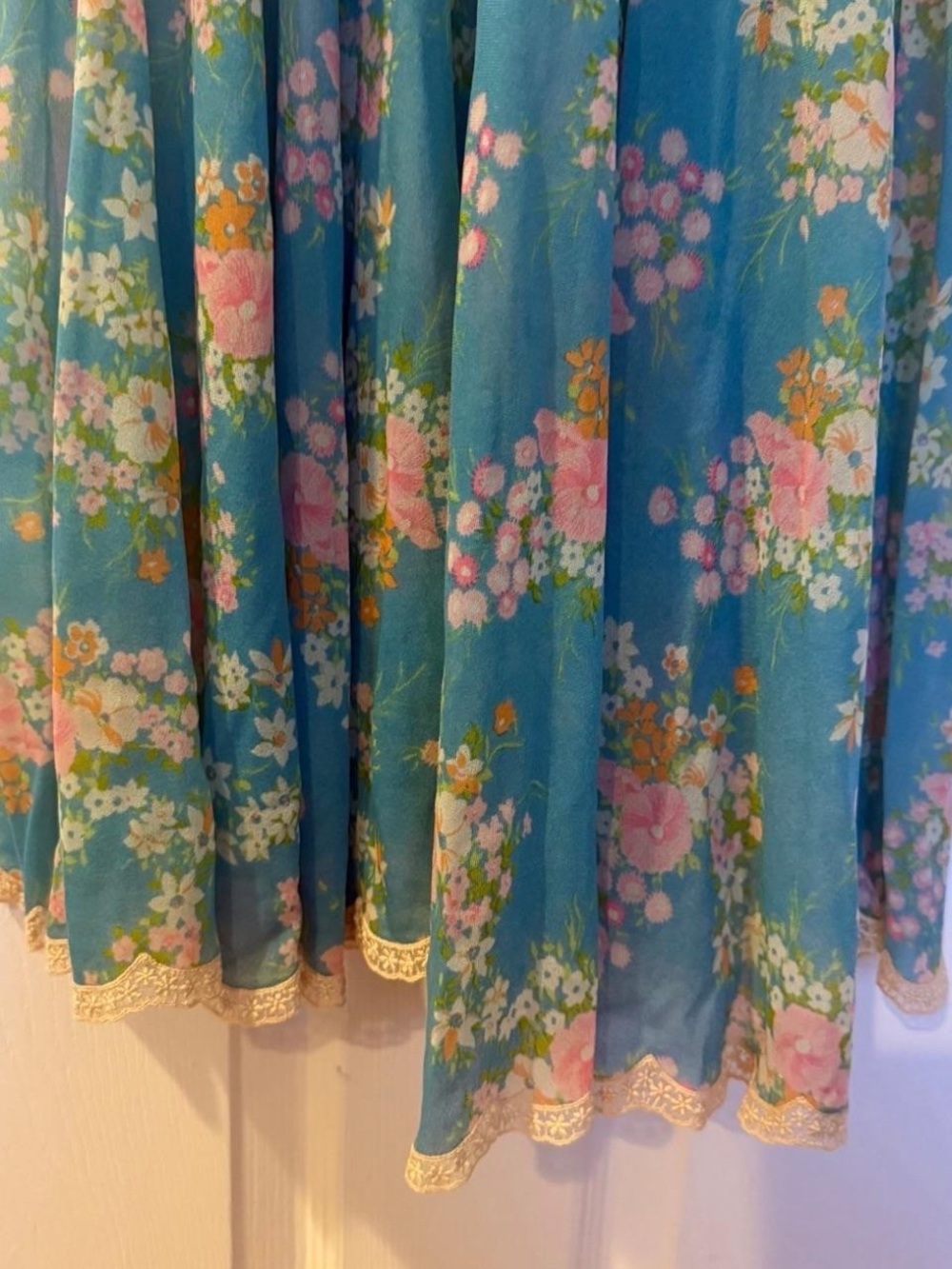Vintage Made in Italy Montenapoleone Floral Lace Slip Dress Teal Mini Dress - Picture 4 of 8